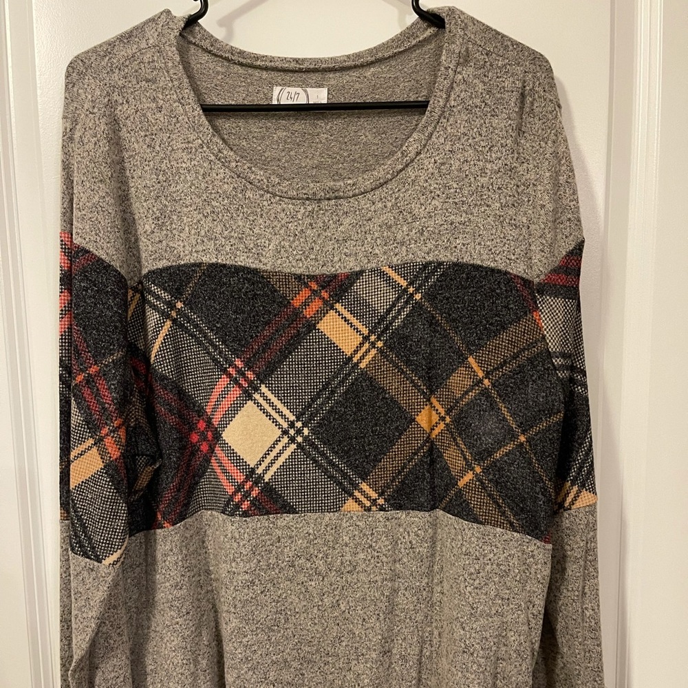 Maurices plaid striped sweater